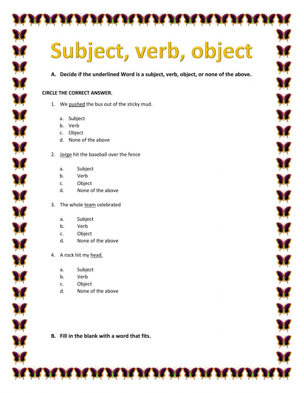 Subject, Verb, Object