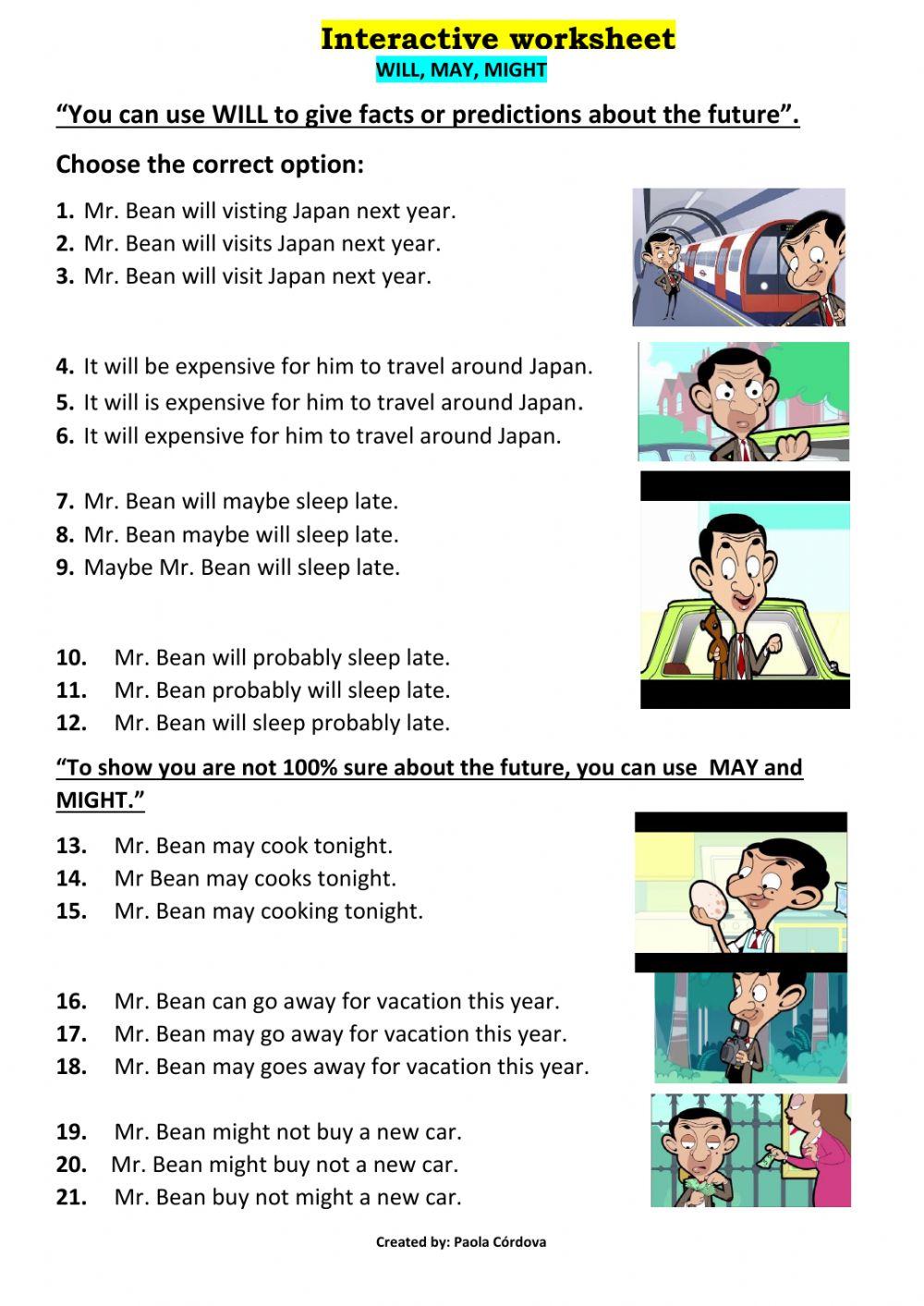 Use of will, may, might