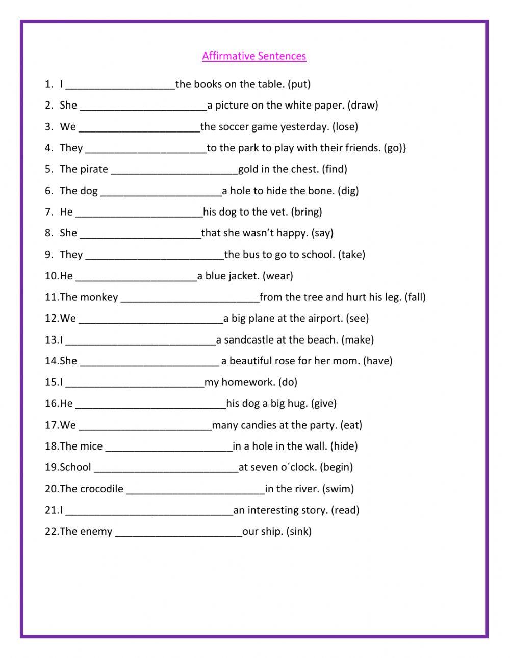 Past tense irregular verbs