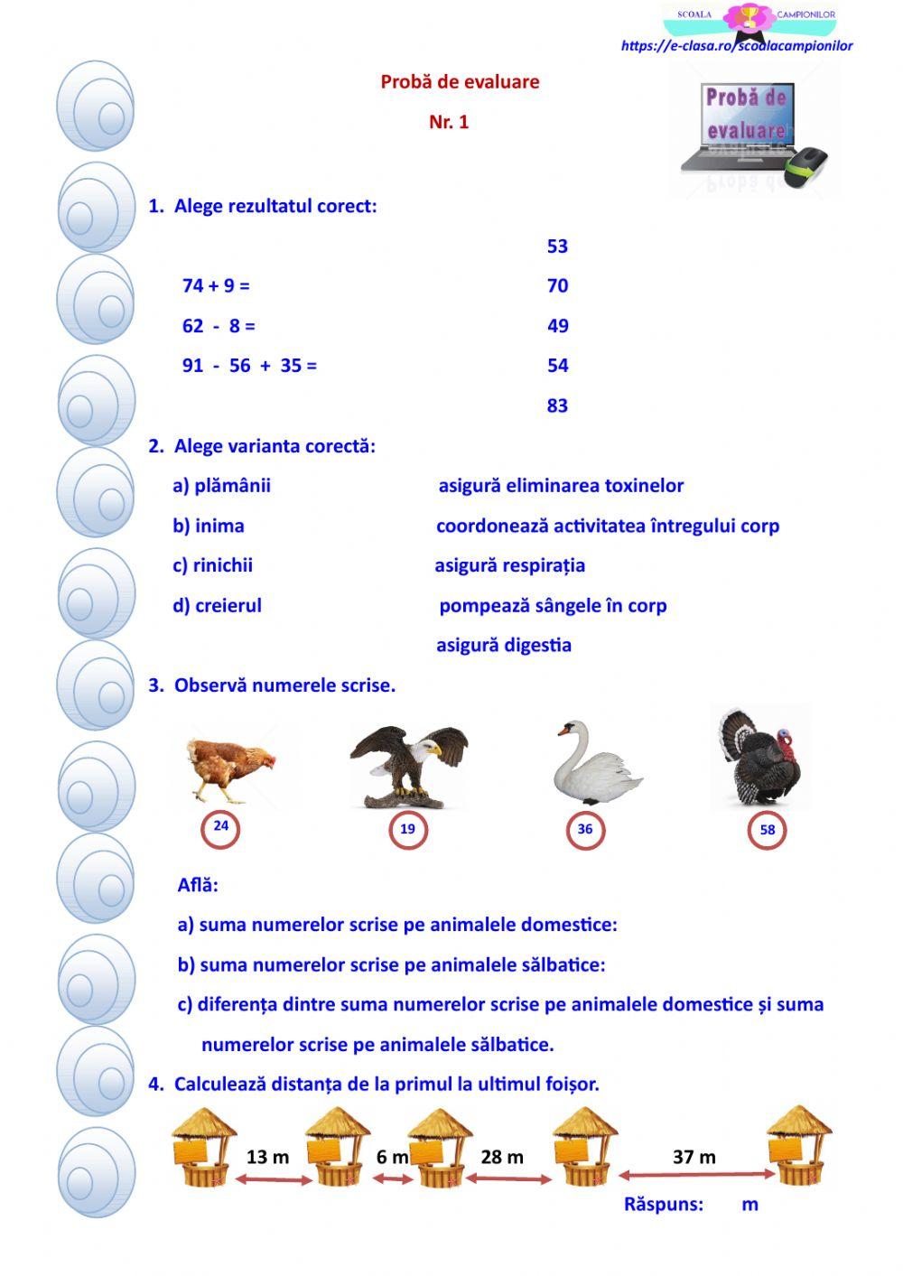 Proba  de evaluare nr. 1