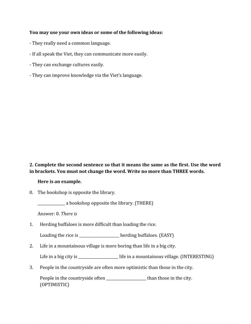 Lớp 8 - Kiểm tra 45 phút số 1 (Unit 1, 2, 3)