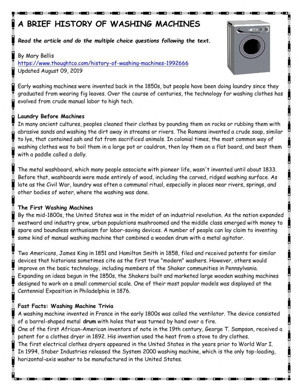 History of the Washing Machine Reader