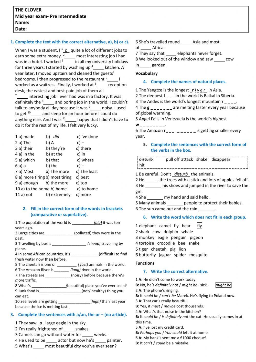 Test comparatice superlative
