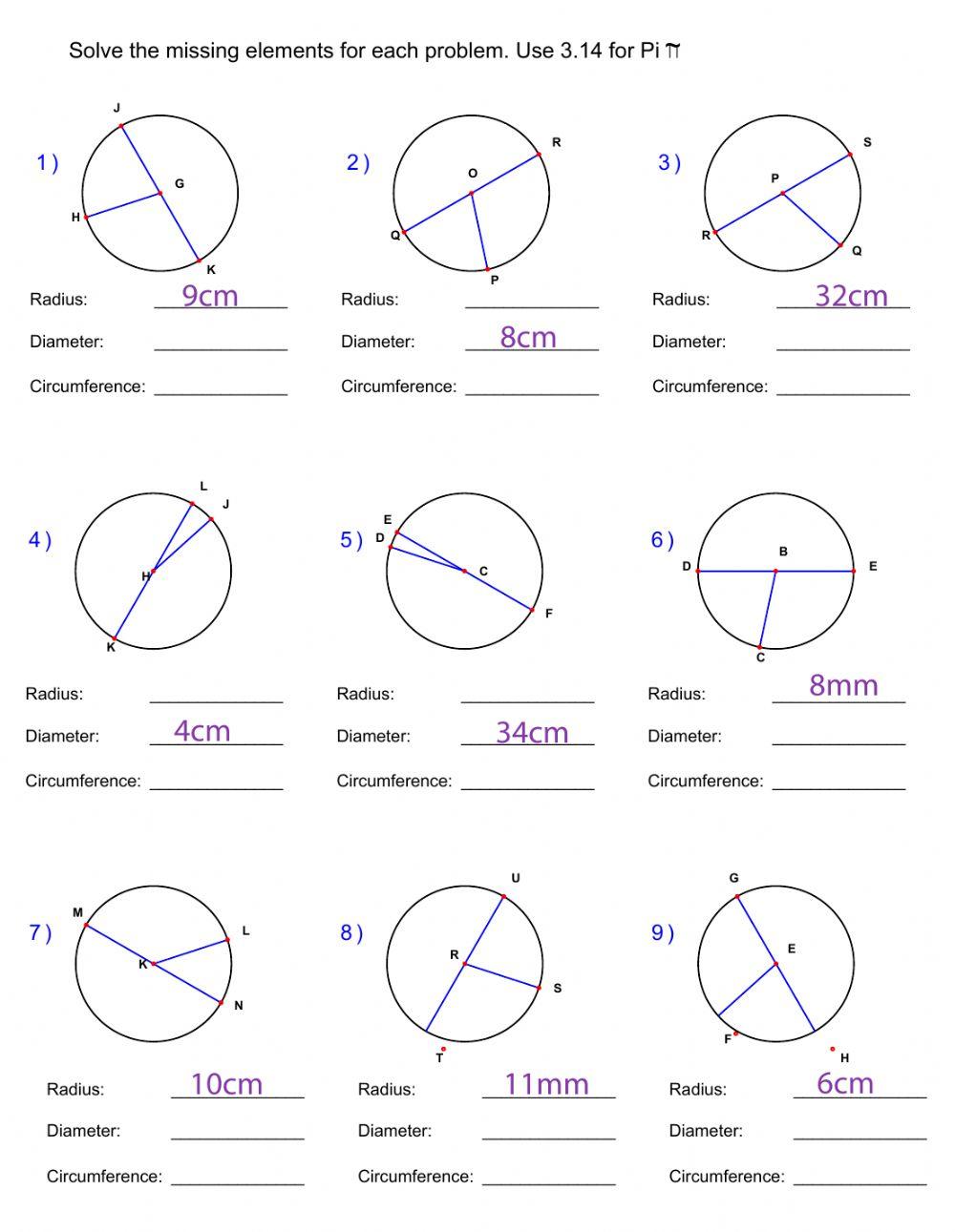 Parts of a circle Parts of a circle