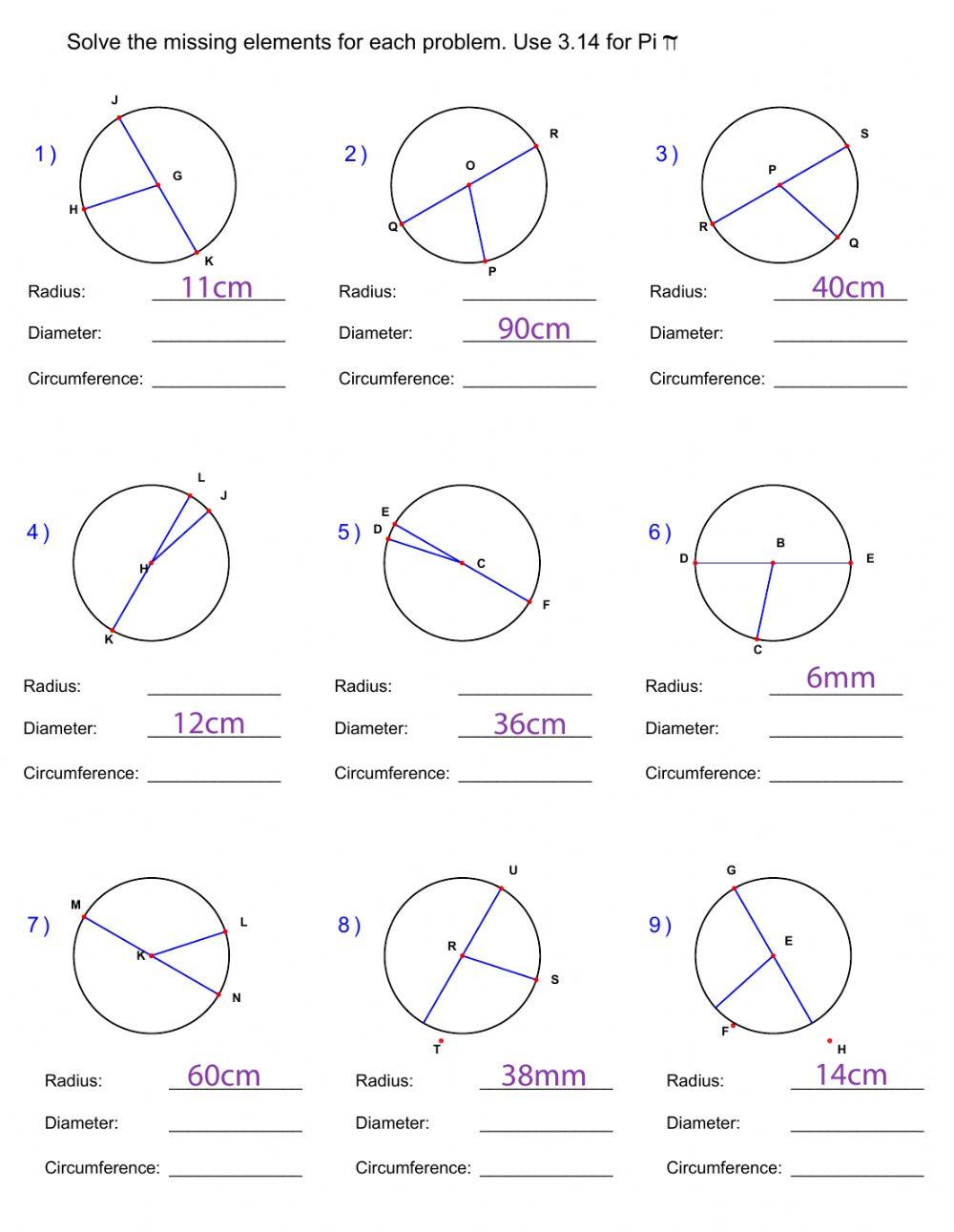 Parts of a circle Parts of a circle