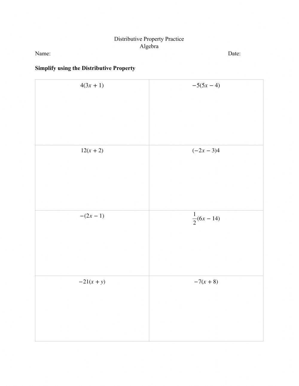 Distributive Property Practice