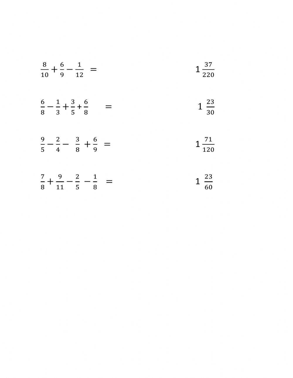 Adición y sustracción de fracciones heterogéneas
