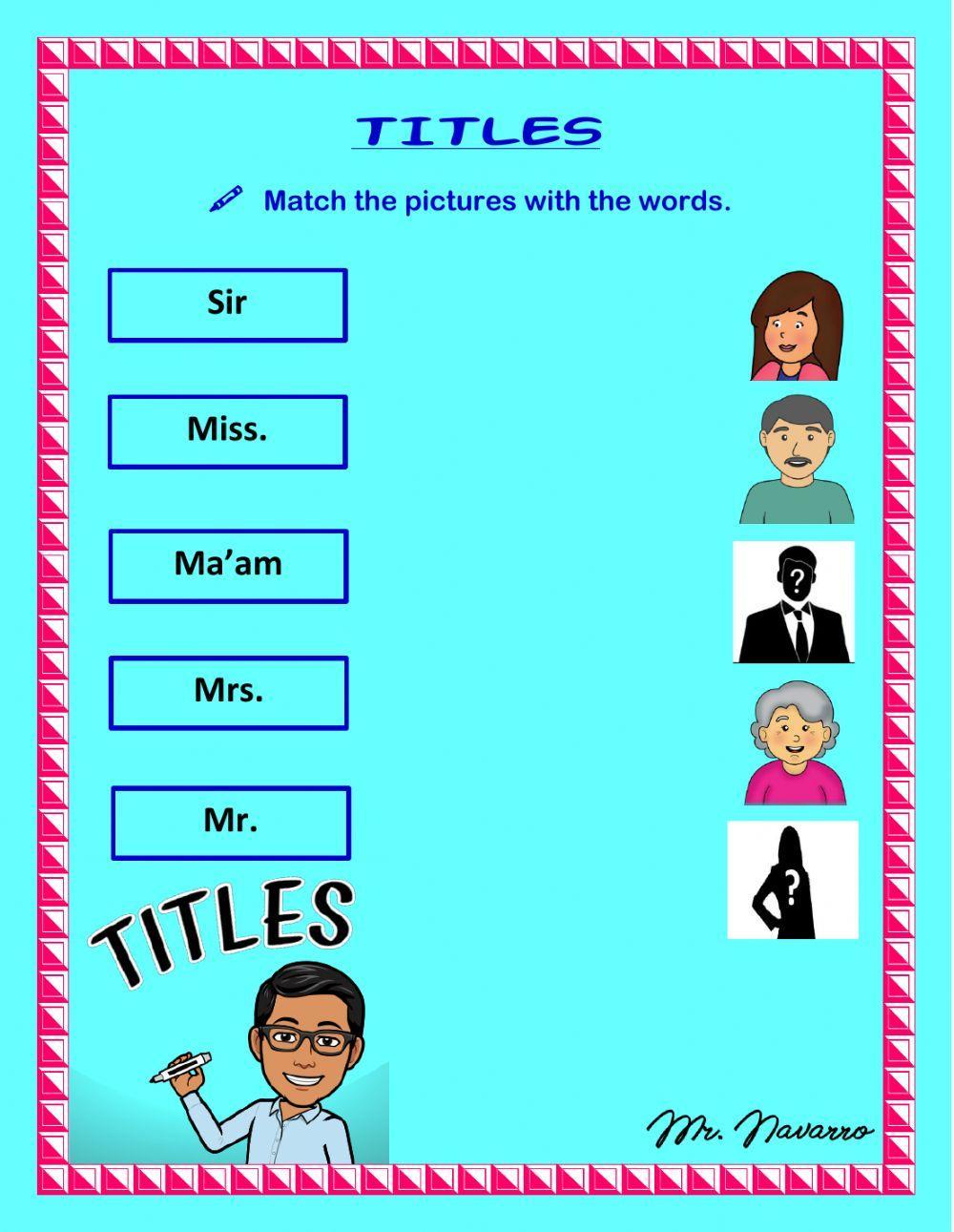 Titles (Matching activity)