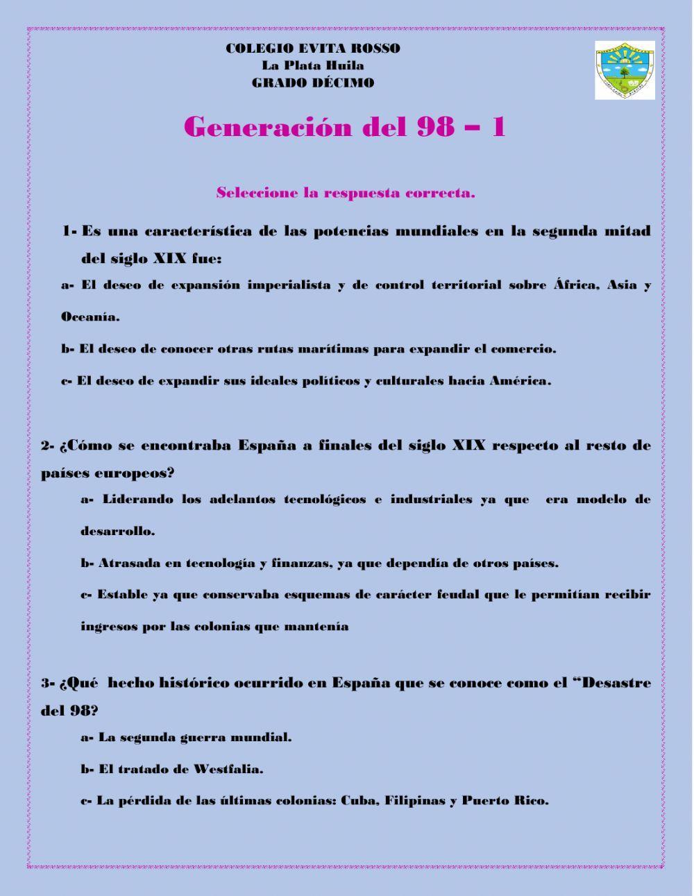 Literatura de la Generación del 98.