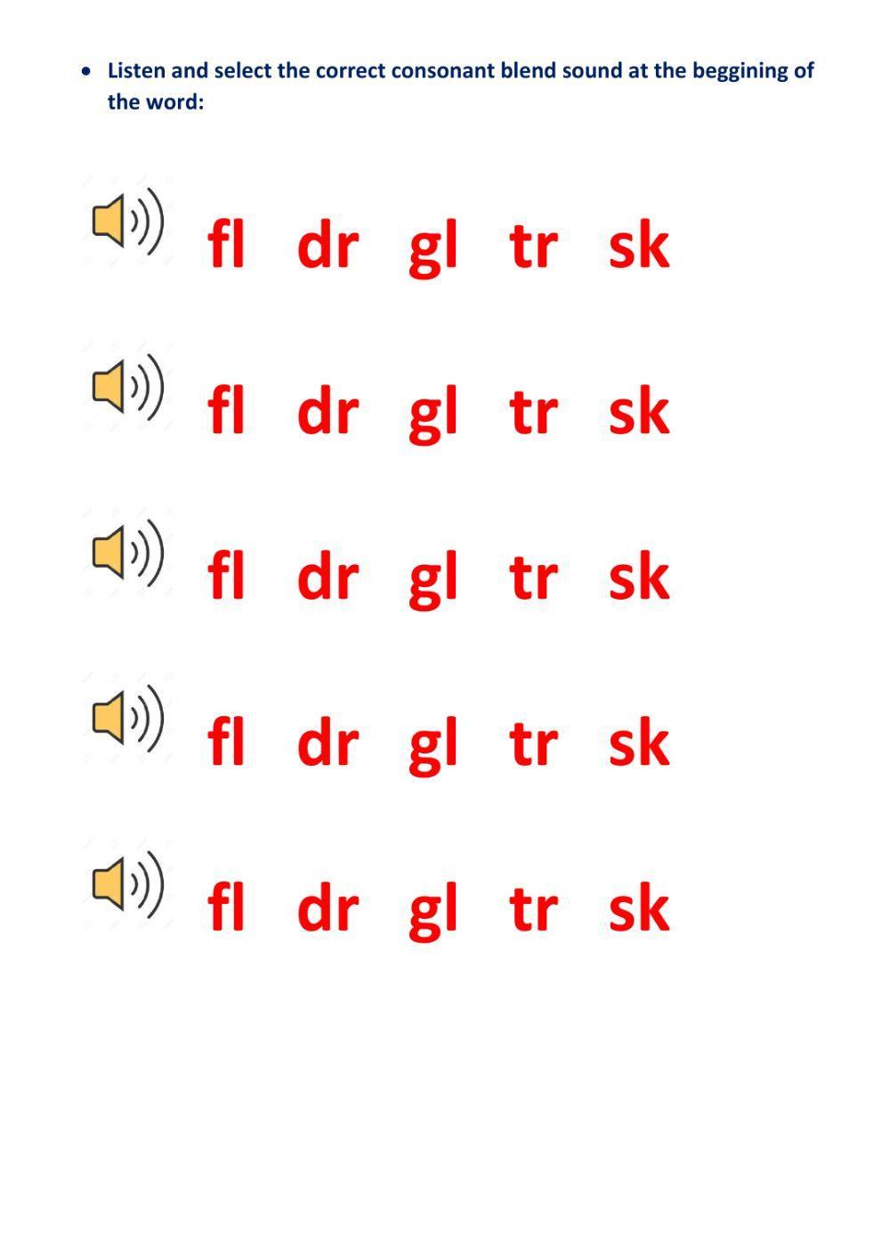 Consonant blend JocelynNa Live Worksheets