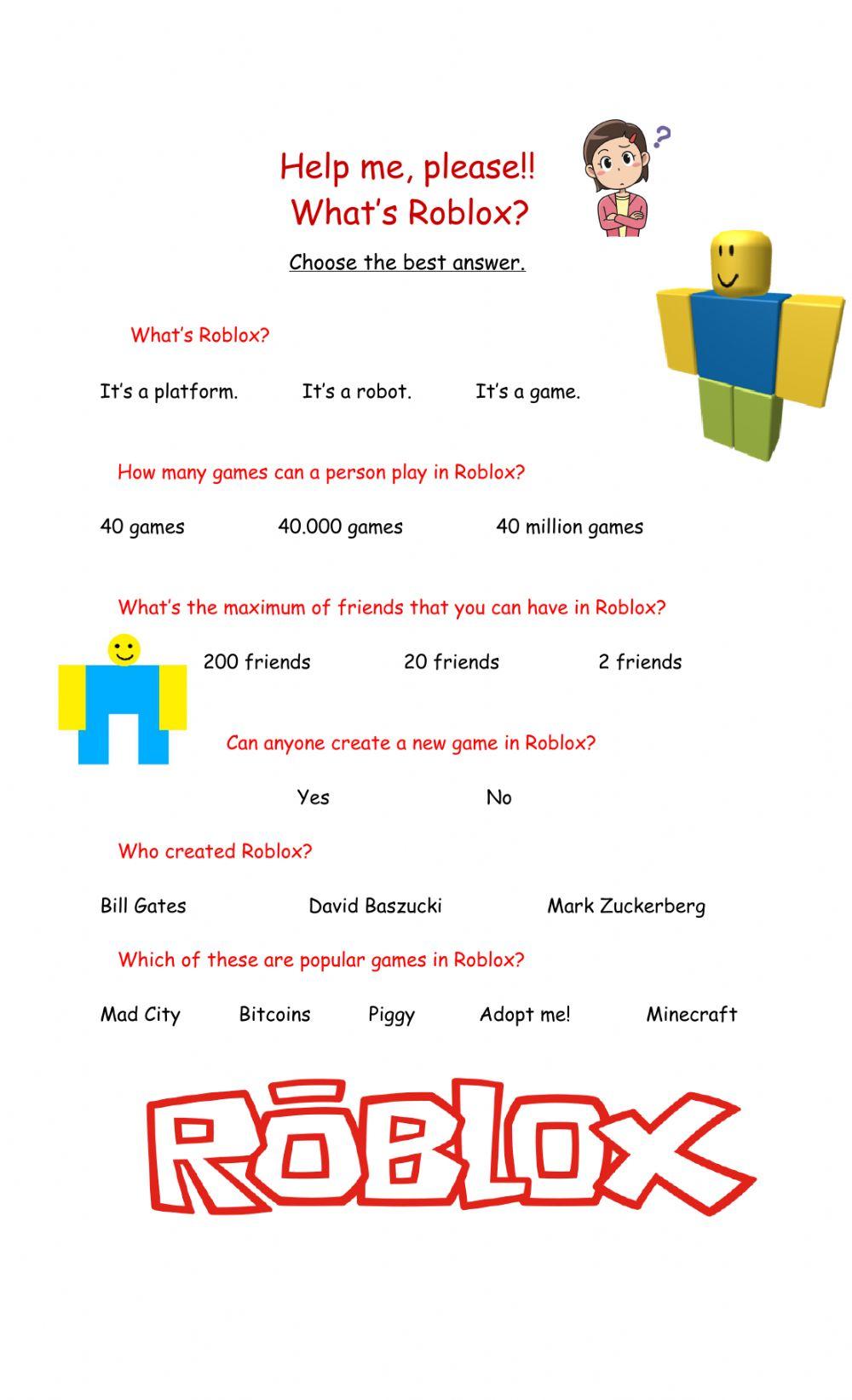 Roblox online exercise for | Live Worksheets