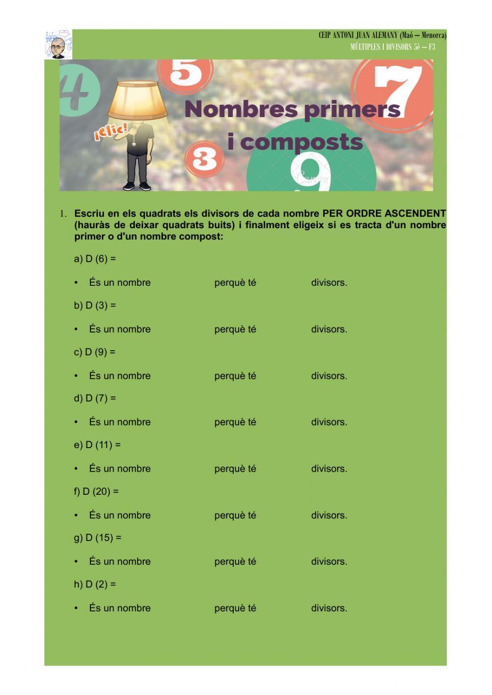 Nombres primers i nombres composts