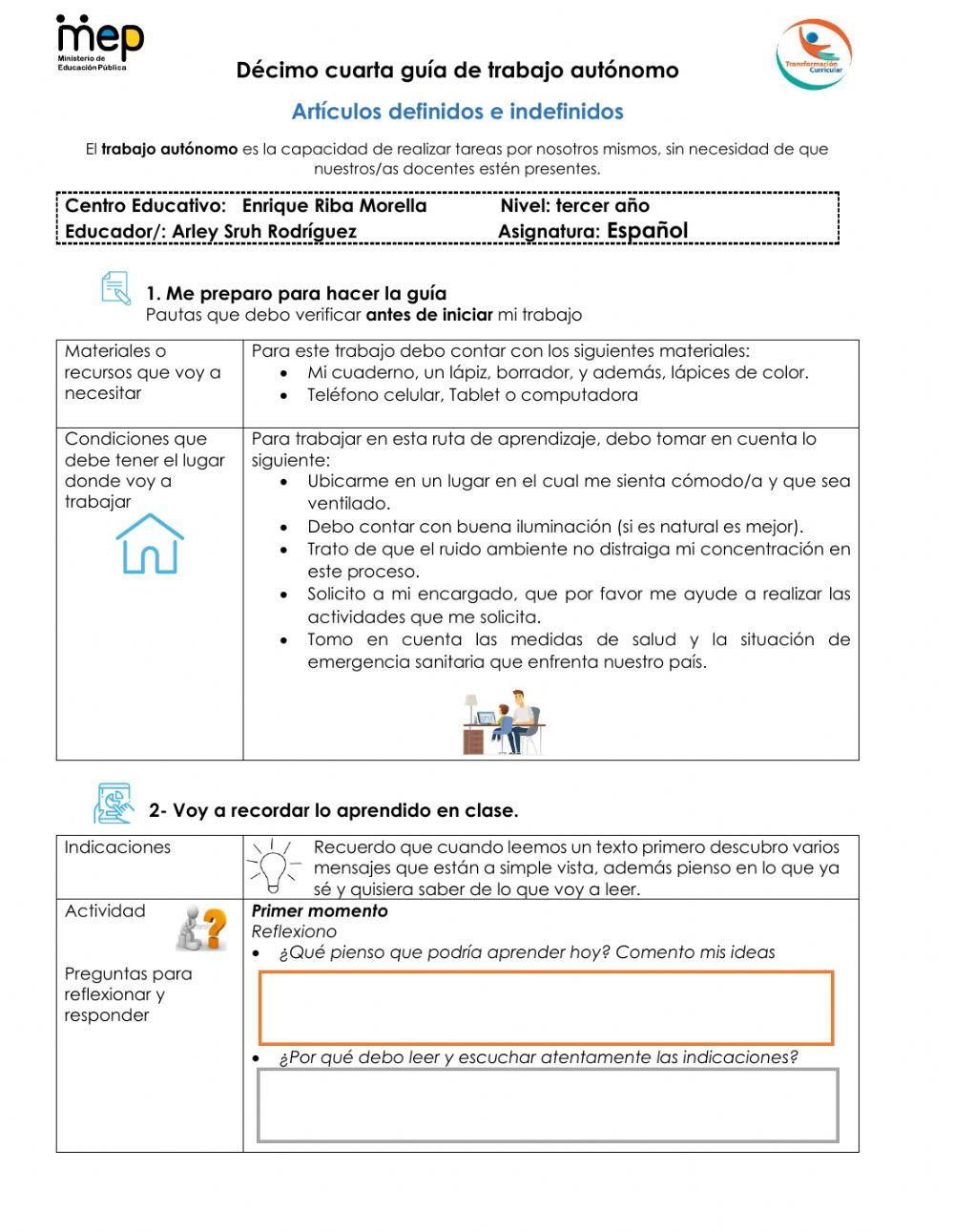 Los artículos: definidos e indefinidos
