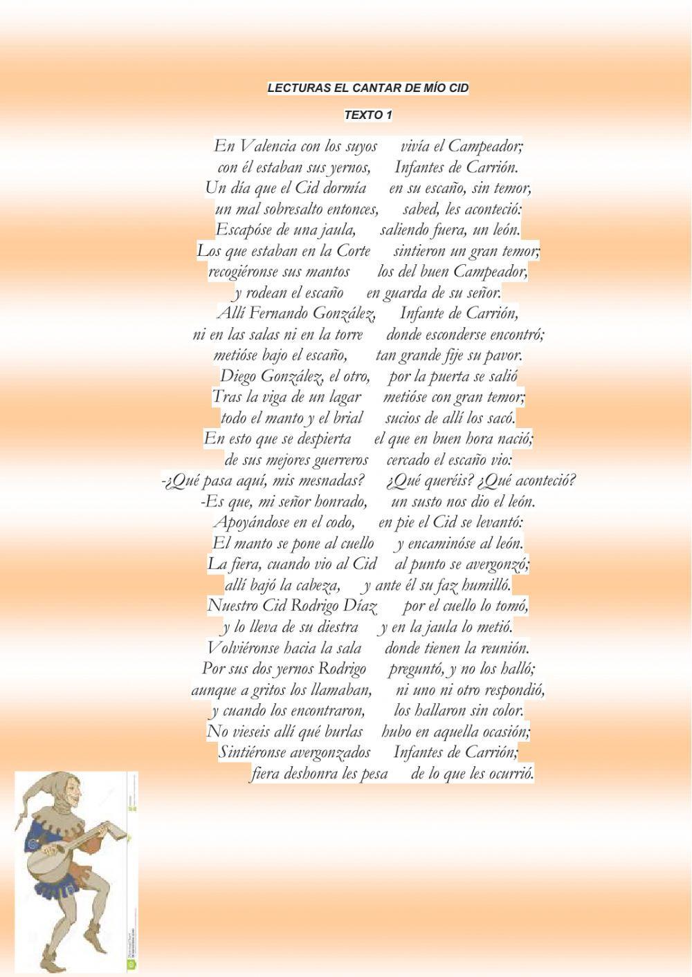 Textos de El cantar de Mío Cid