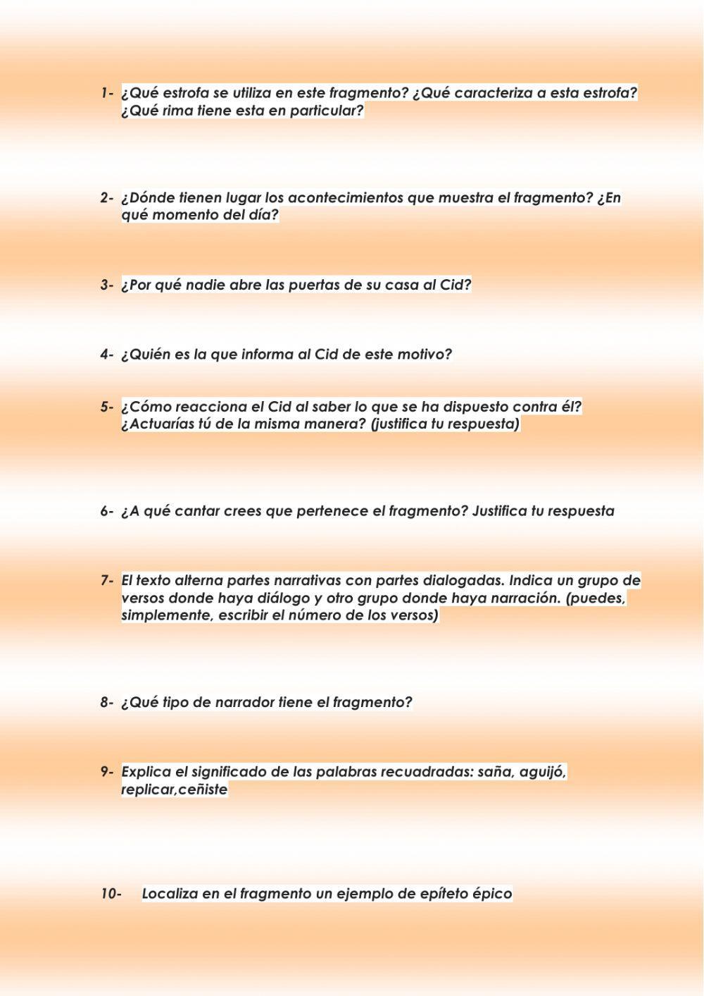 Textos de El cantar de Mío Cid