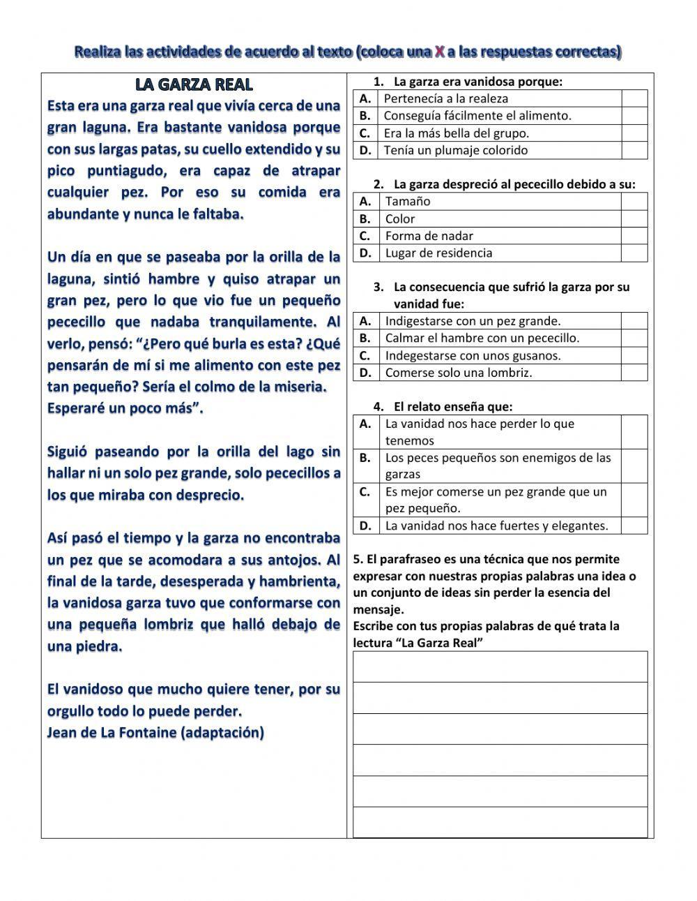 Lectura: -La garza real-