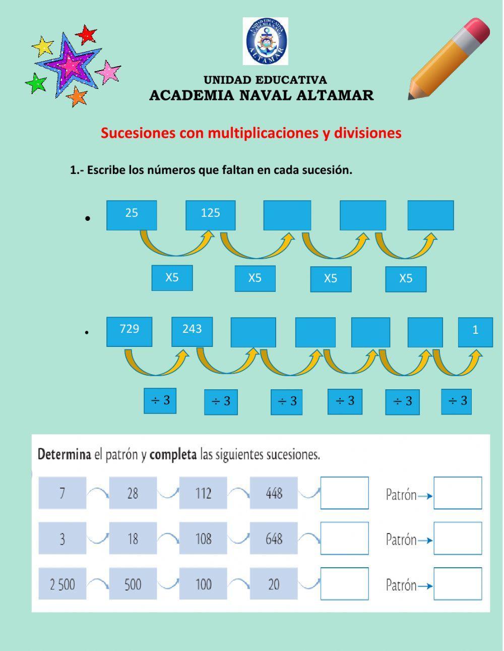 Sucesiones con multiplicaciones y divisiones