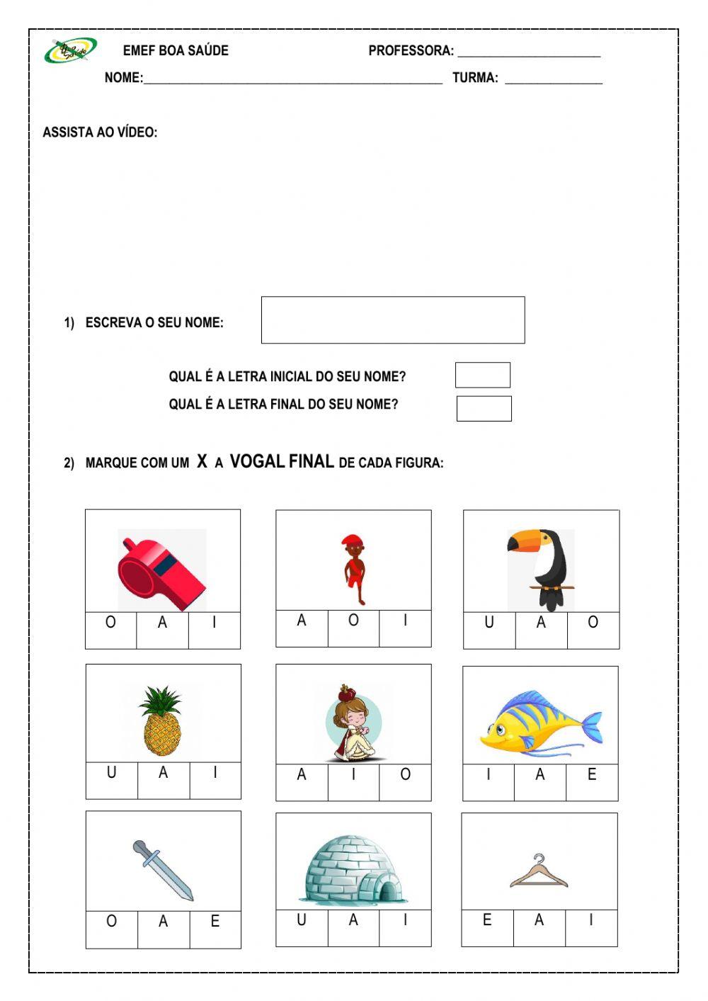 LETRA INICIAL E LETRA FINAL