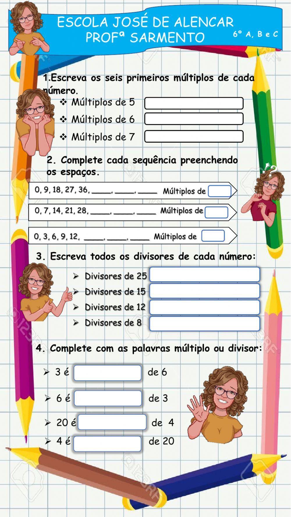 BRINCANDO COM MÚLTIPLOS E DIVISORES - Departamento de Matemática