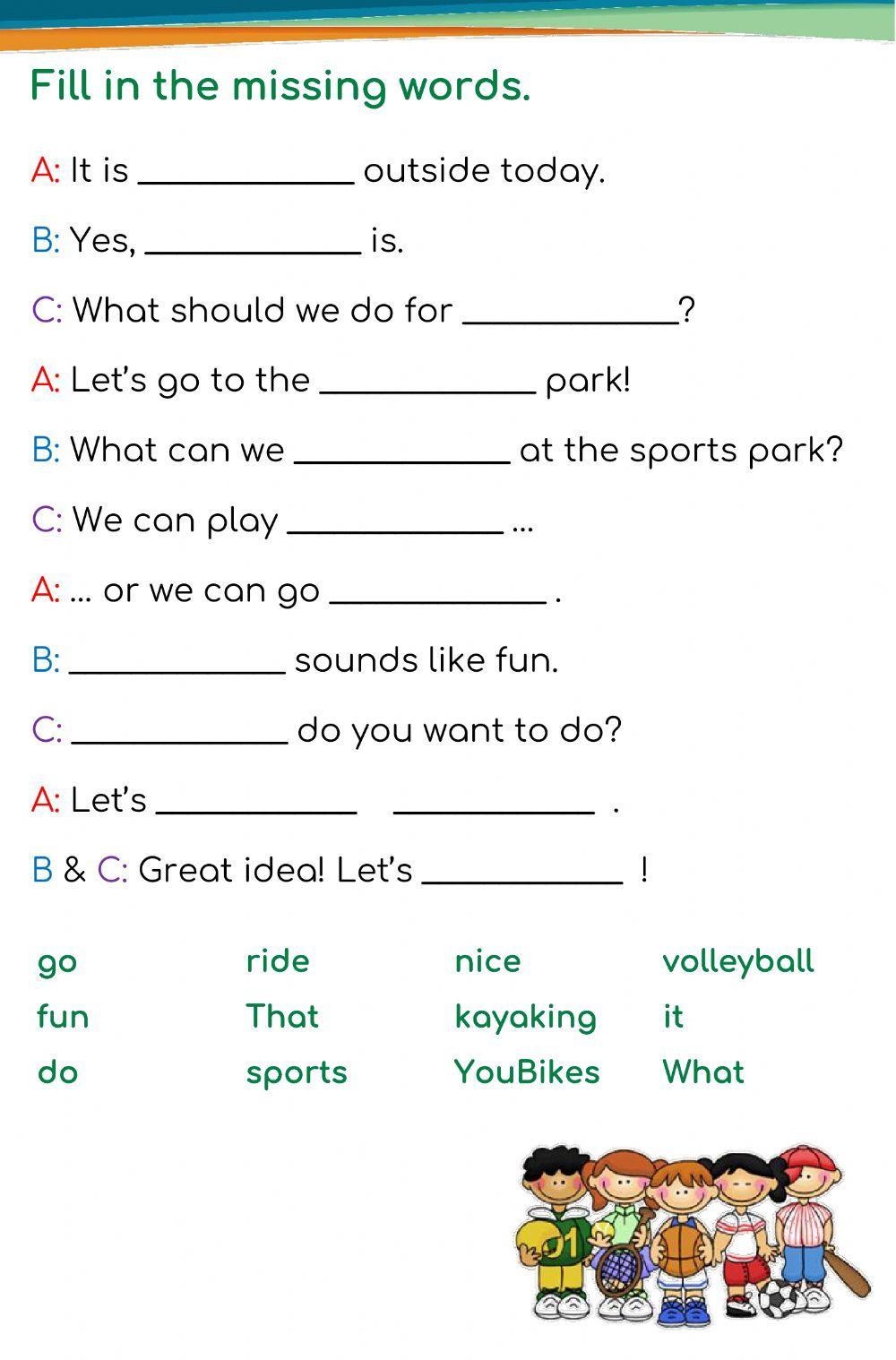 Visiting School - Gr. 5 - 6 Sports Park: Conversation