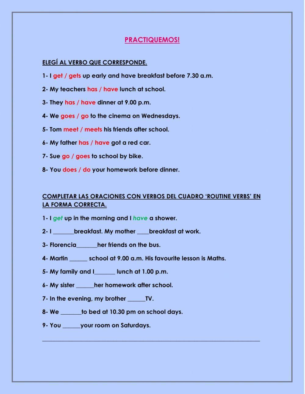 Presente Simple Forma Afirmativa y Negativa