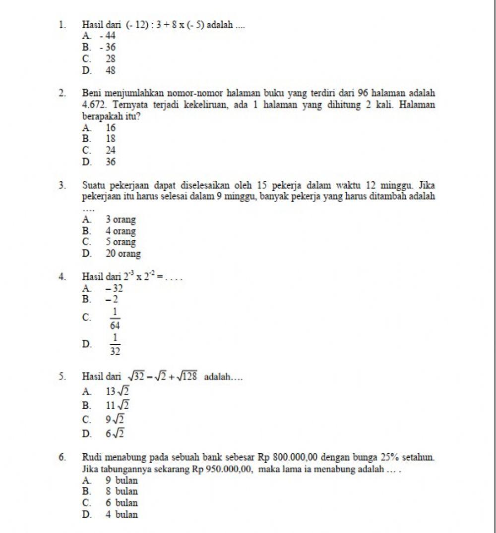 Ulangan harian matematika