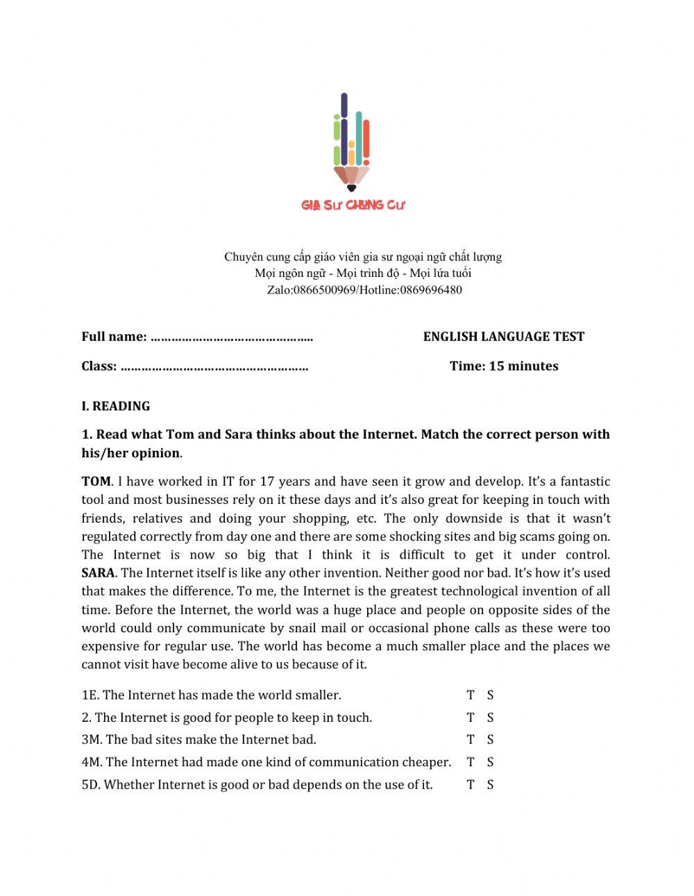 Lớp 8 - Unit 10 COMMUNICATION-READING