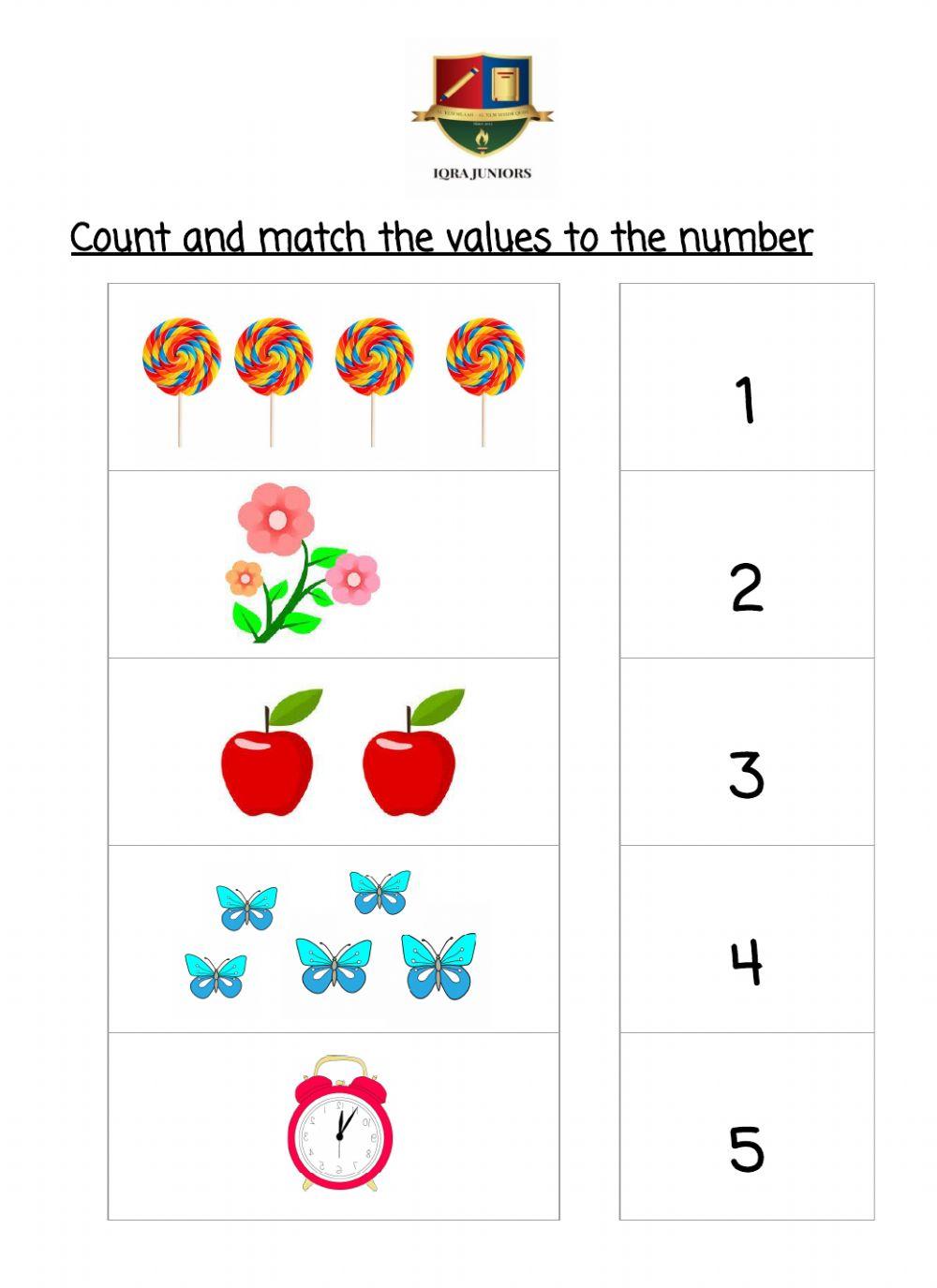 Count and match the values with the number.