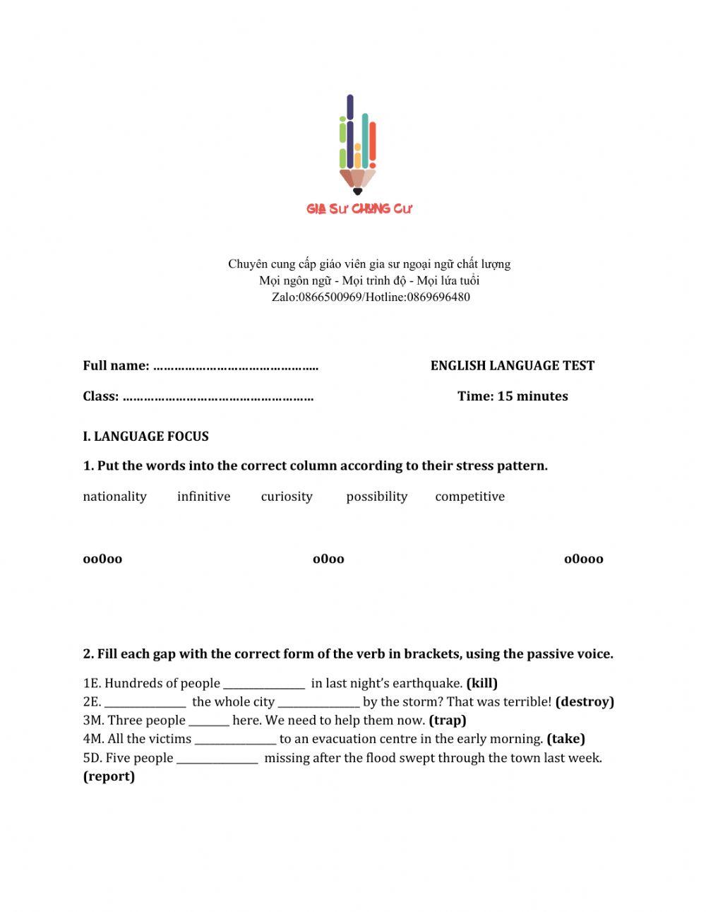 Lớp 8 - Unit 10 COMMUNICATION-LANGUAGE FOCUS