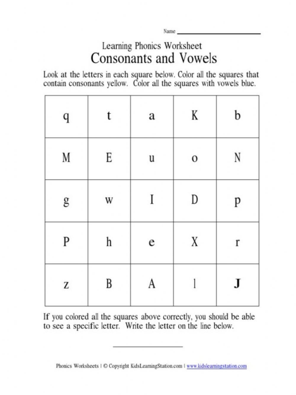 Identifying consonants and vowels worksheet live worksheets