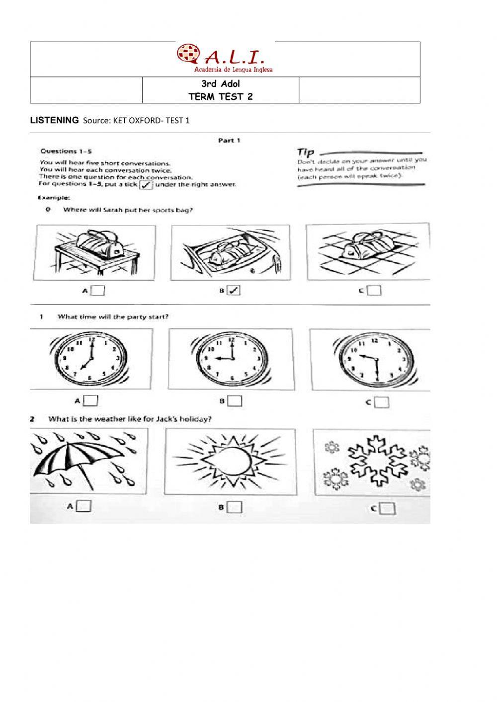 Term Test 2: Listening