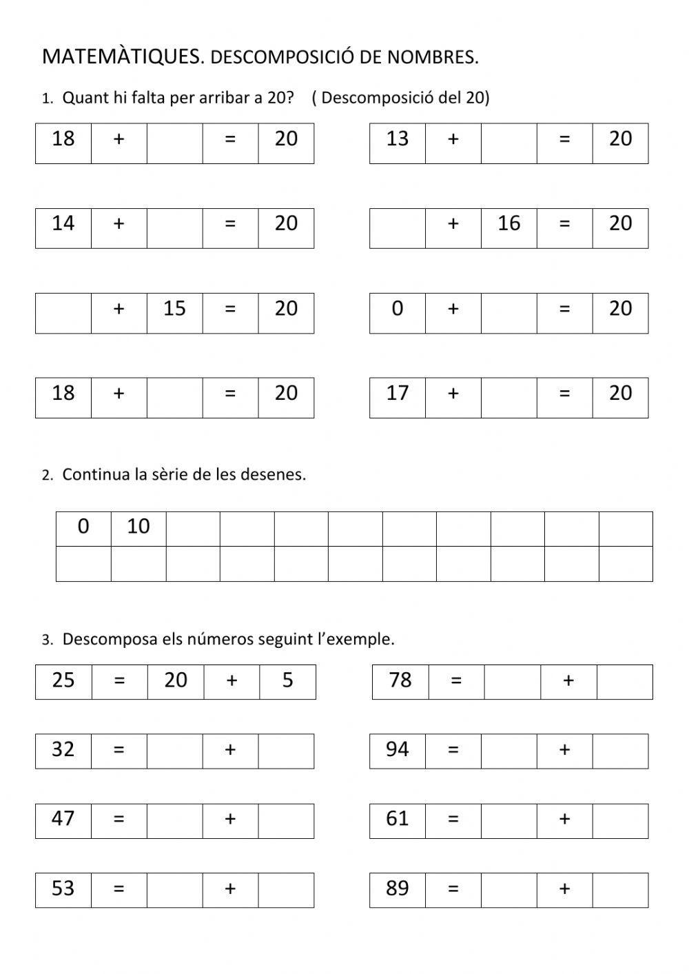 Descomposició de nombres de 2 xifres
