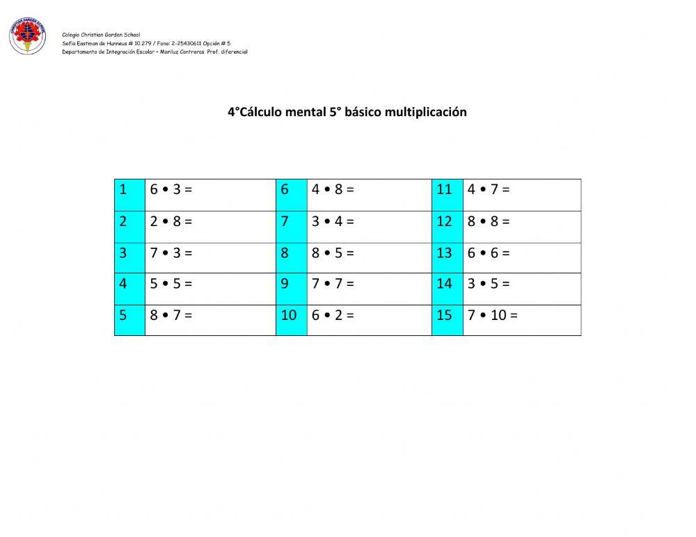 Cálculo mental n°4
