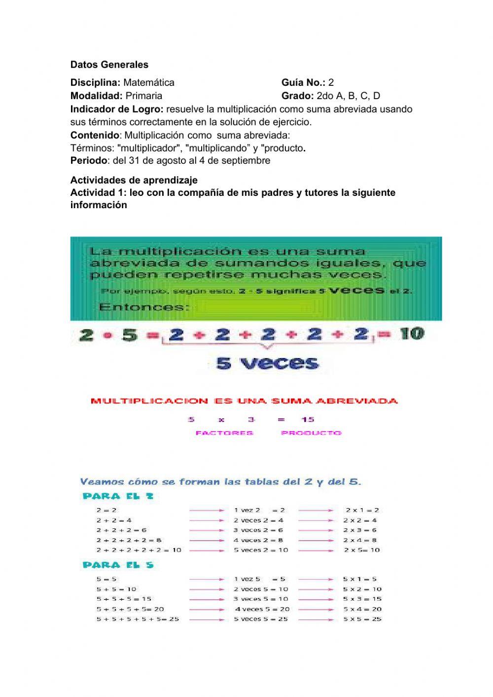 Multiplicación abreviada