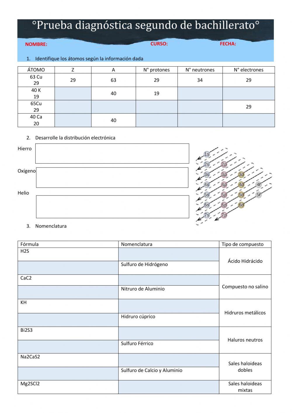 Prueba diagnóstico segundo bach