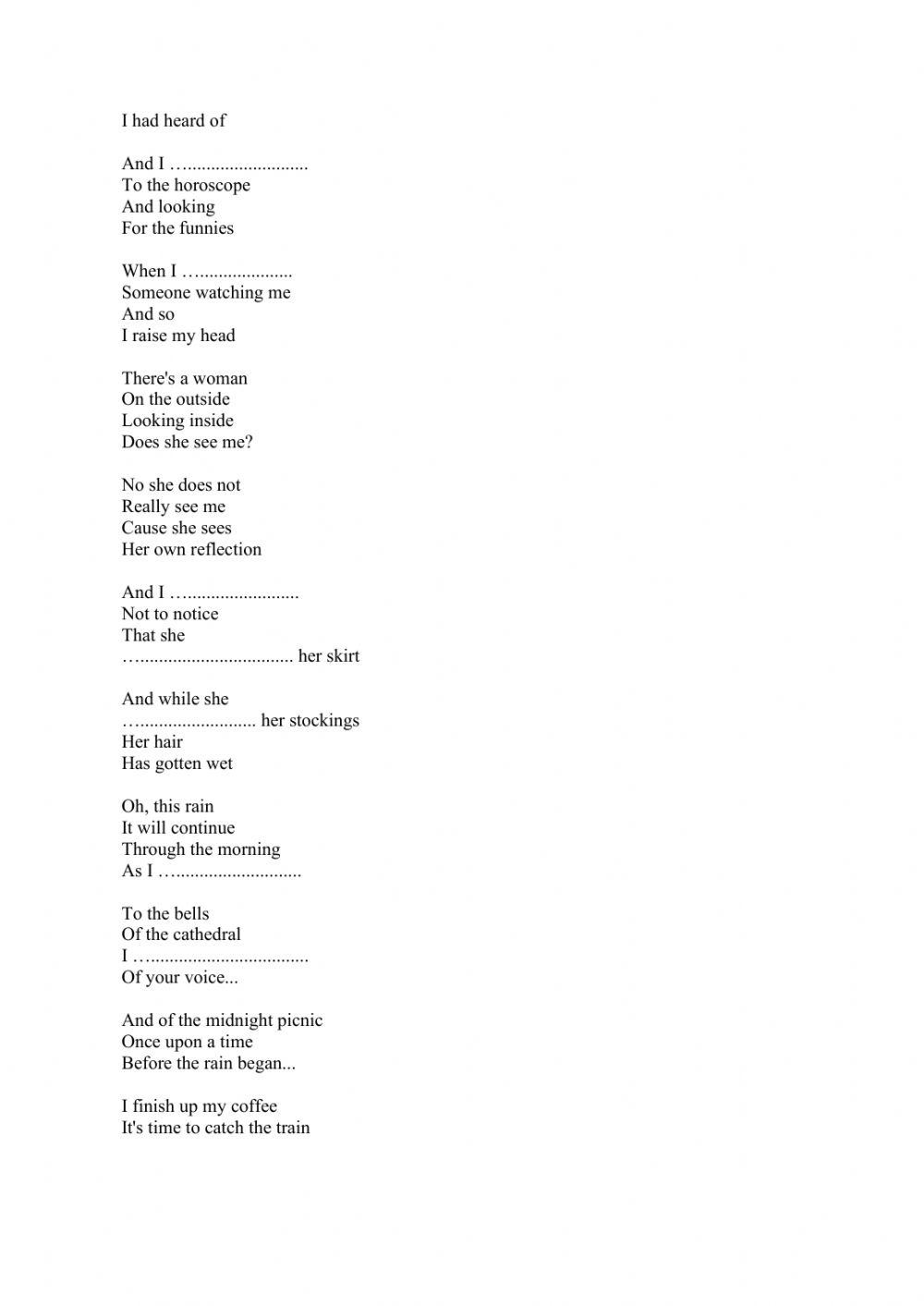 Tom's diner-lyrics gap fill