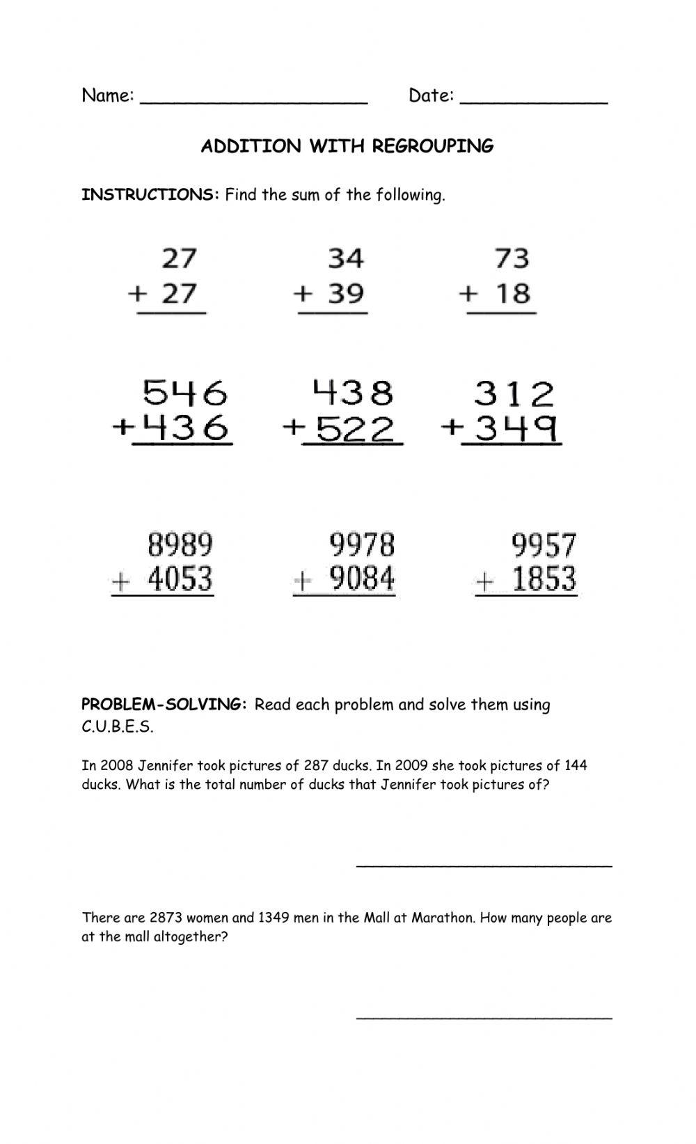 Addition with Regrouping
