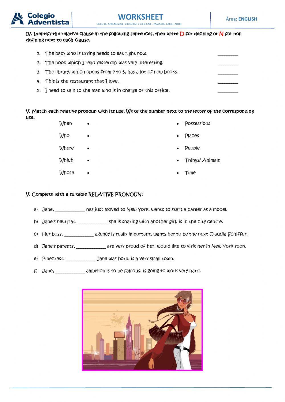 Non defining relative clauses