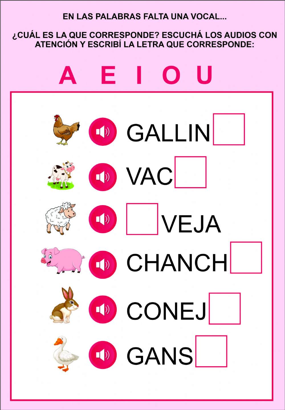 Completamos las palabras