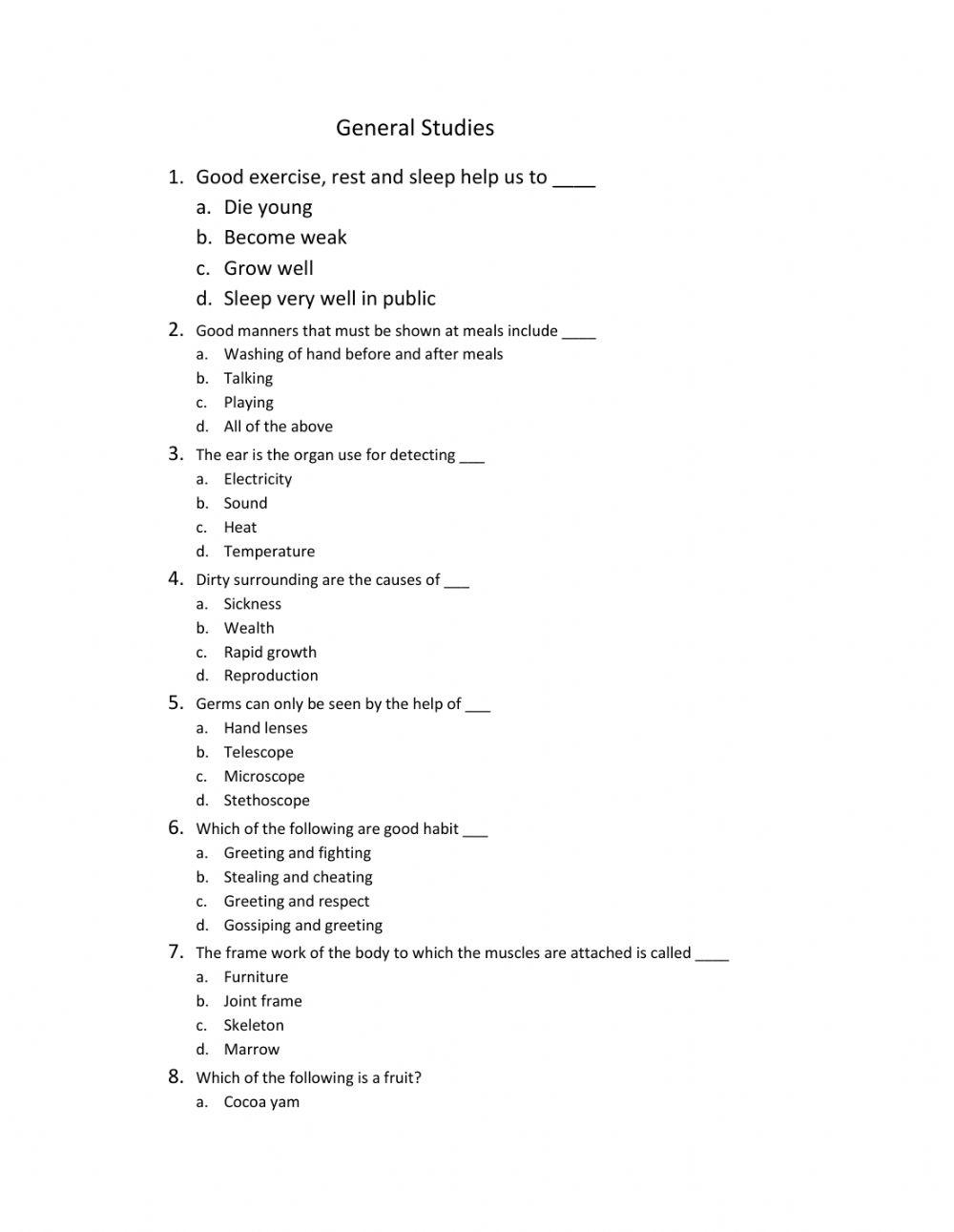 General Studies Interactive Worksheet Live Worksheets lectures-subjects-facilities-asahikawa-medical-university
