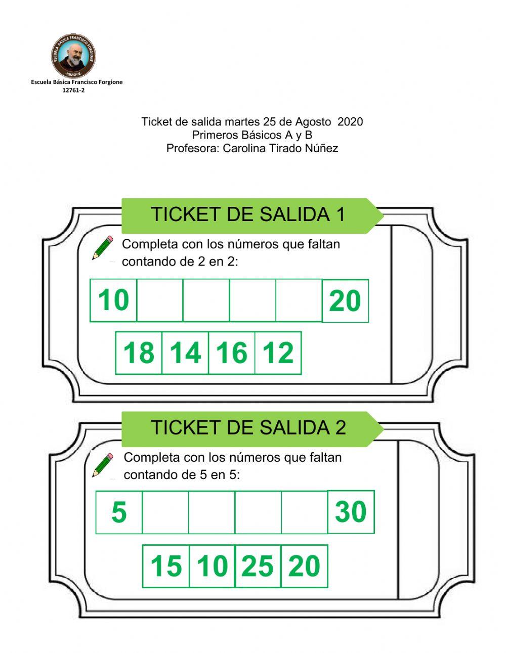 Contar números de 2 en 2 y de 5 en 5