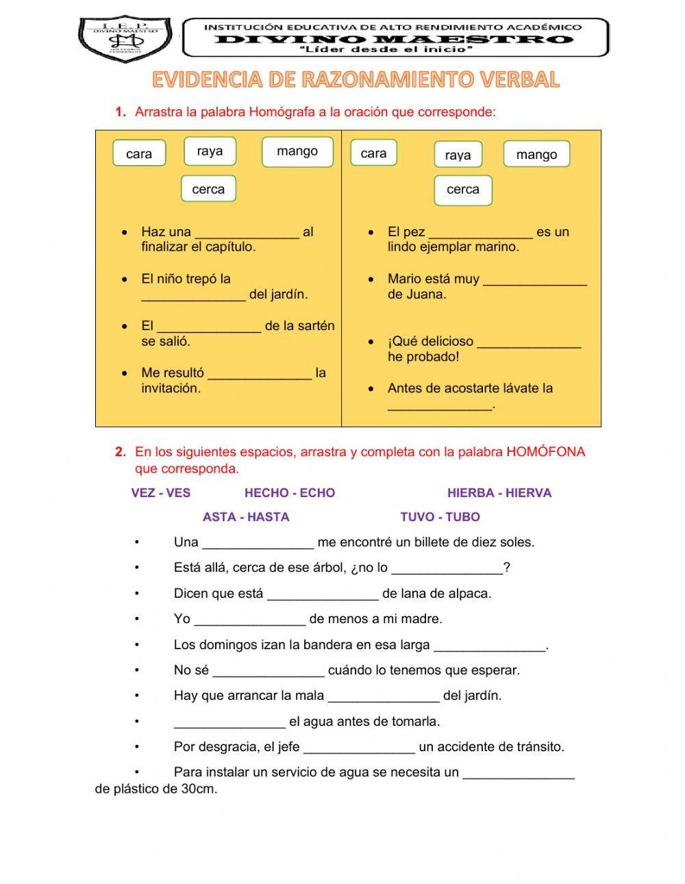 Palabras homófonas y homógrafas