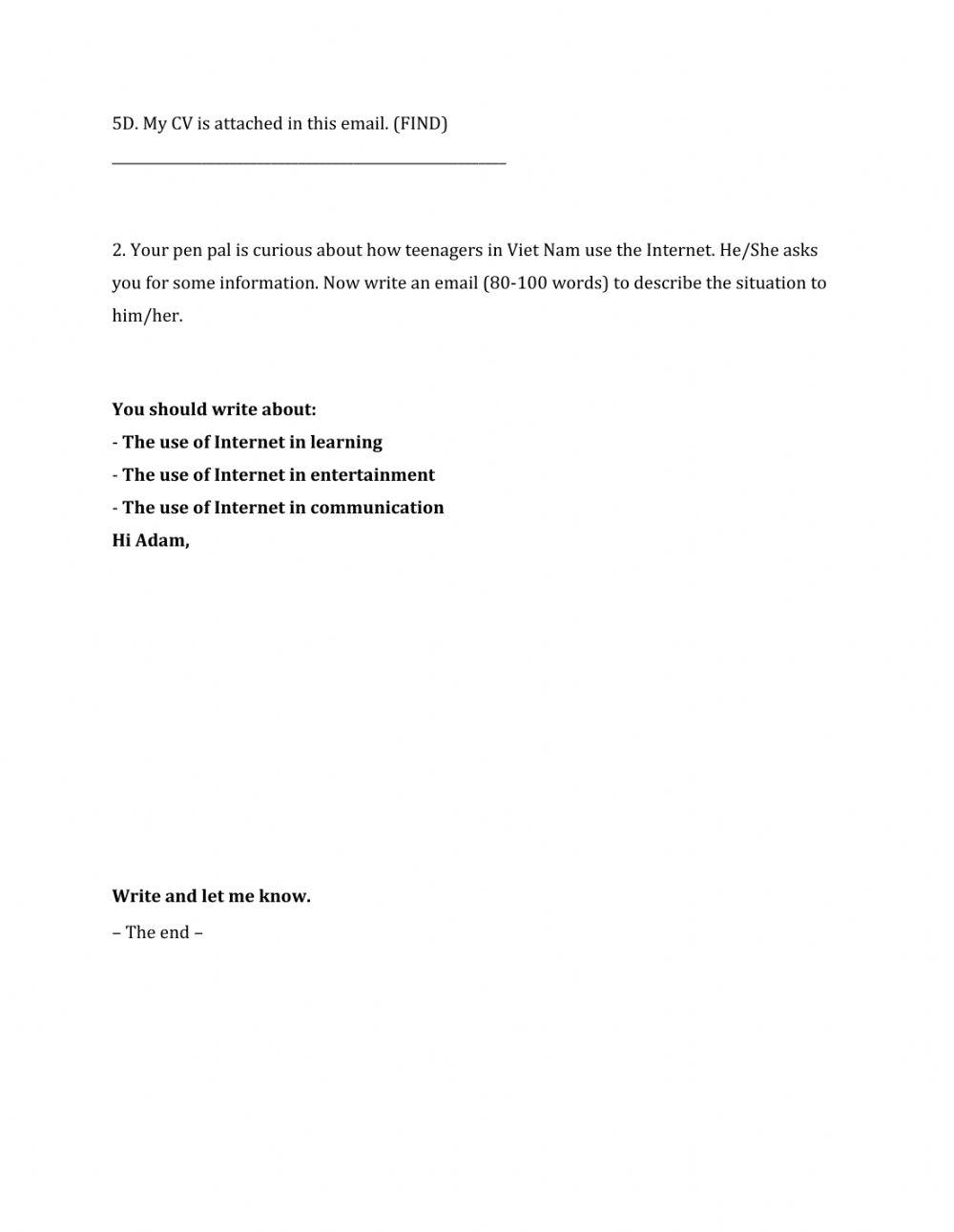 Lớp 8 - Unit 11 SCIENCE AND TECHNOLOGY-WRITING -