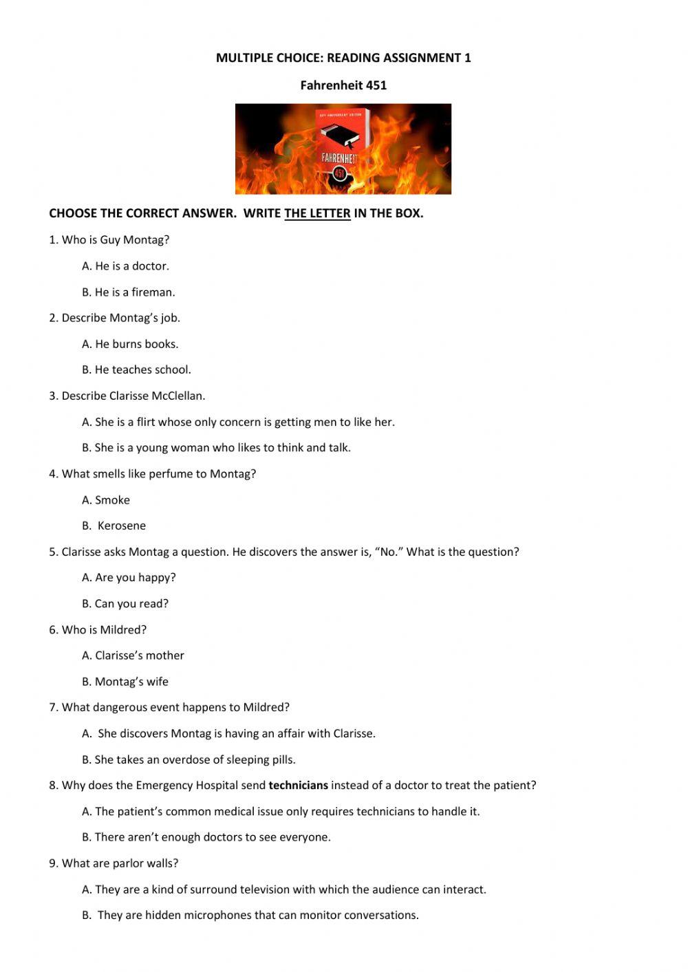 FAHRENHEIT 451 … Free Interactive Worksheets 5959516