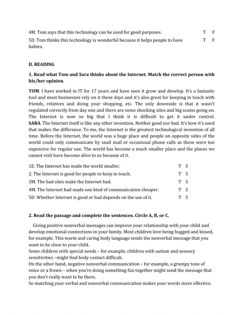 Lớp 8 - Kiểm tra 45 phút số 4 (Unit 10, 11)