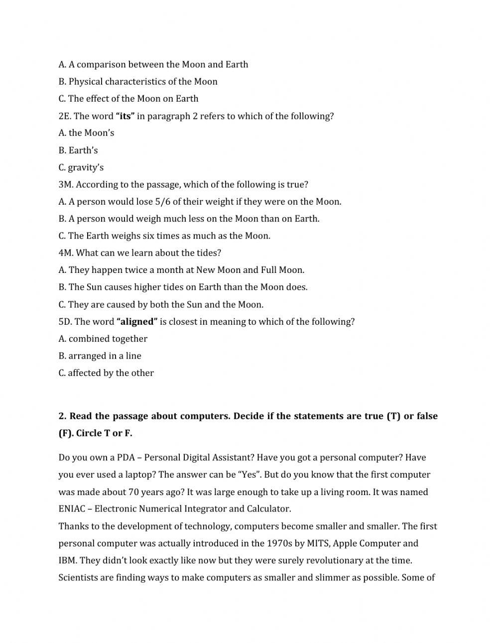 Lớp 8 - Unit 12 LIFE ON OTHER PLANETS-READING