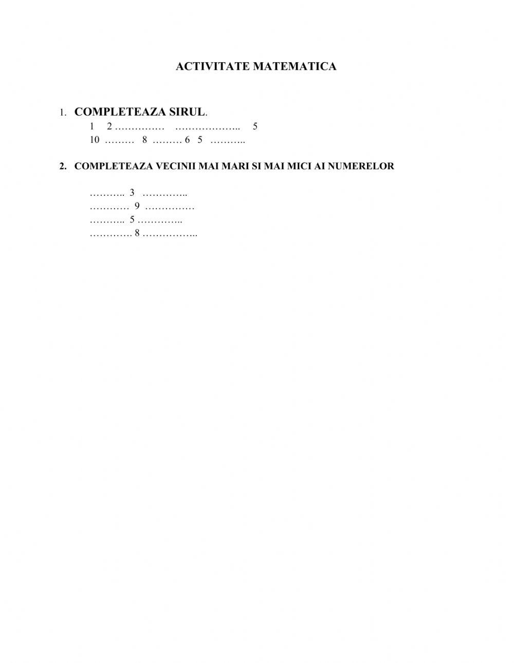 Activitate matematica
