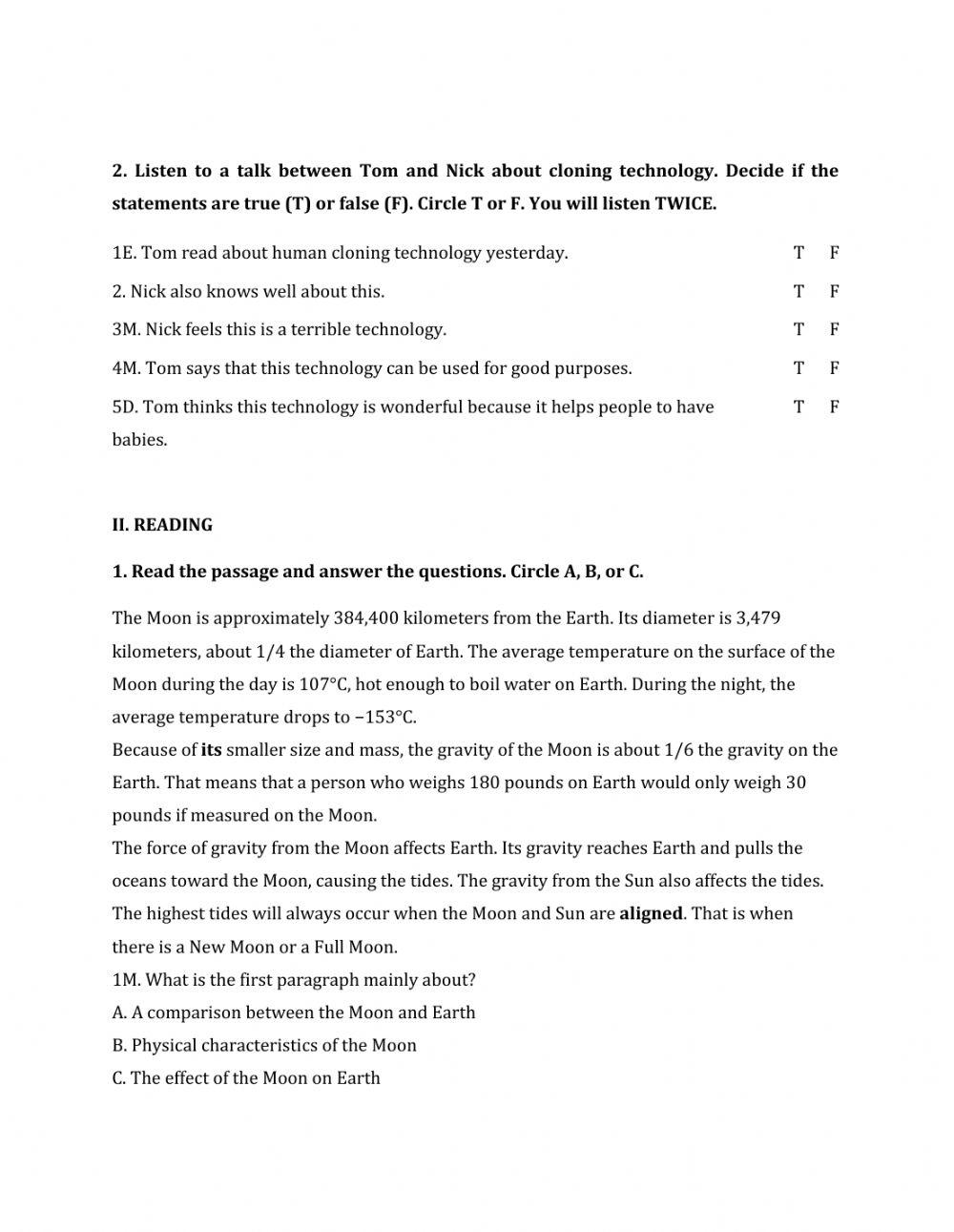 Lớp 8 - Kiểm tra cuối kỳ