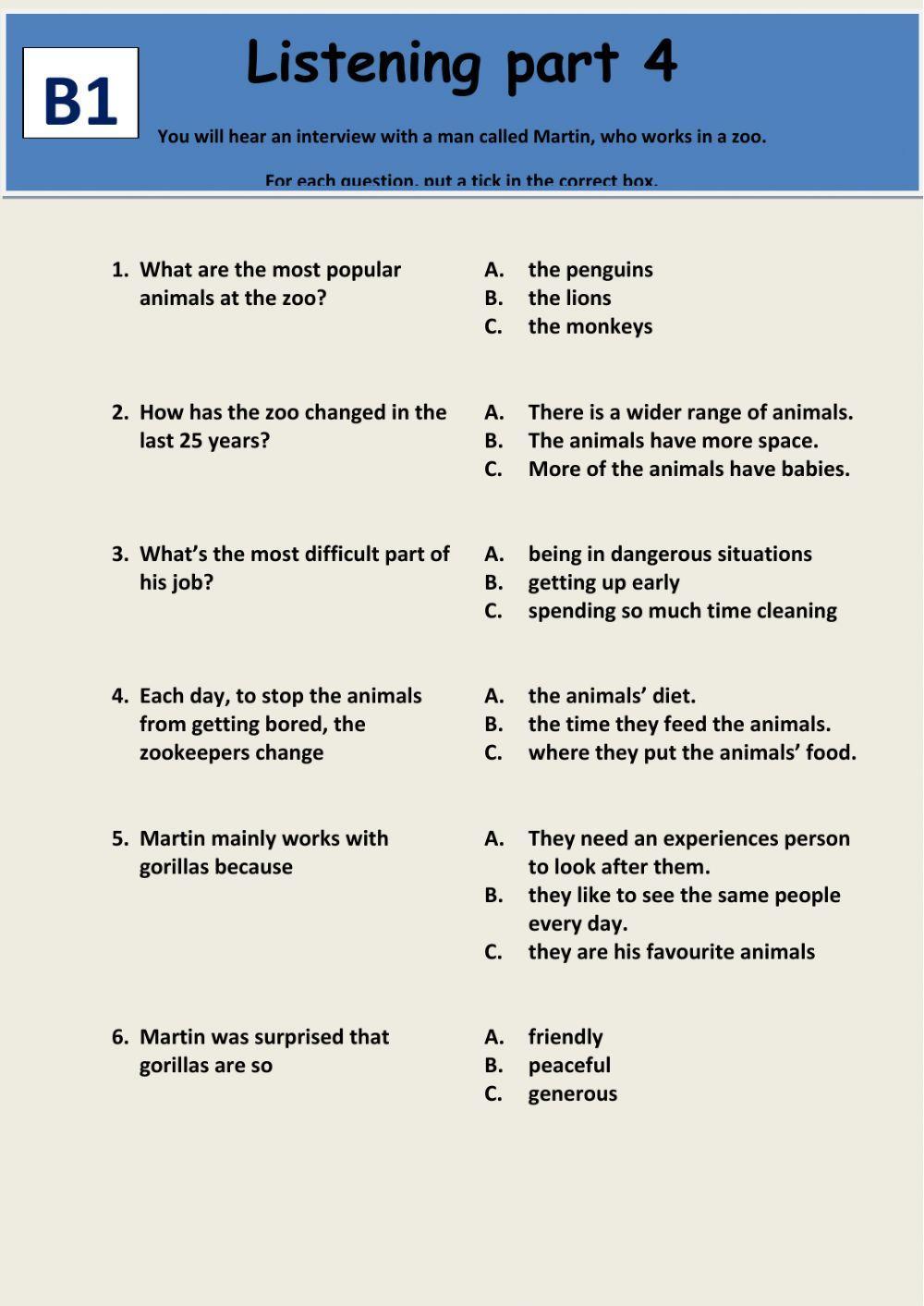 PET - Listening part 4