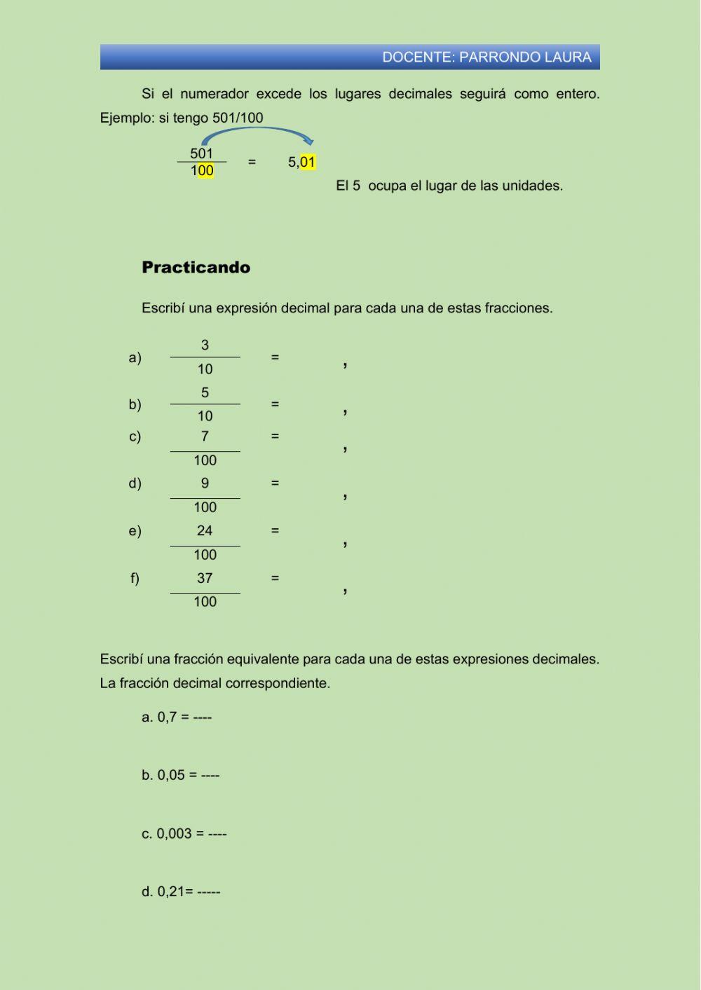 Expresiones decimales